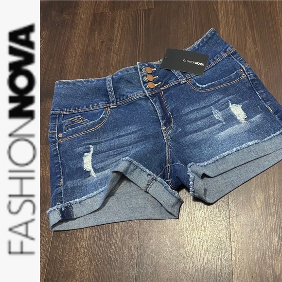 Fashion Nova Pants - Alexis Booty Booty Shorts Dark Denim